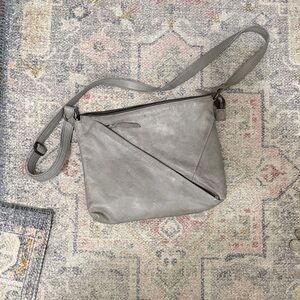 100% Leather Rock Paper Scissor Chic Gray Crossbody/Shoulder bag